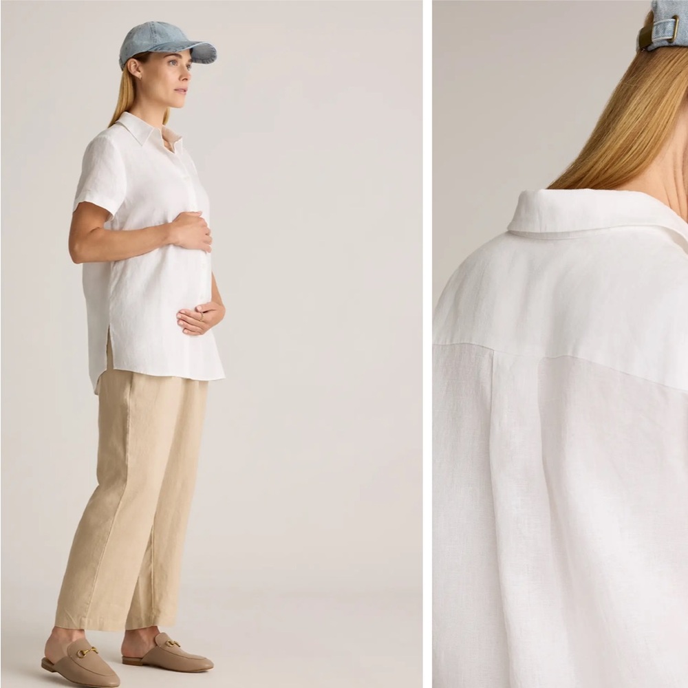 NWT Quince 100% linen maternity/nursing shirt